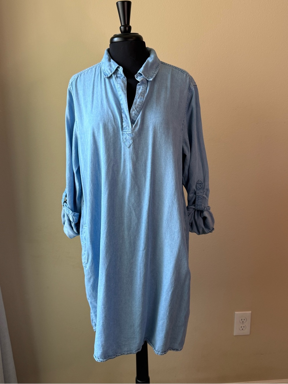 COMO VINTAGE Light Blue Chambray Dress Size XL